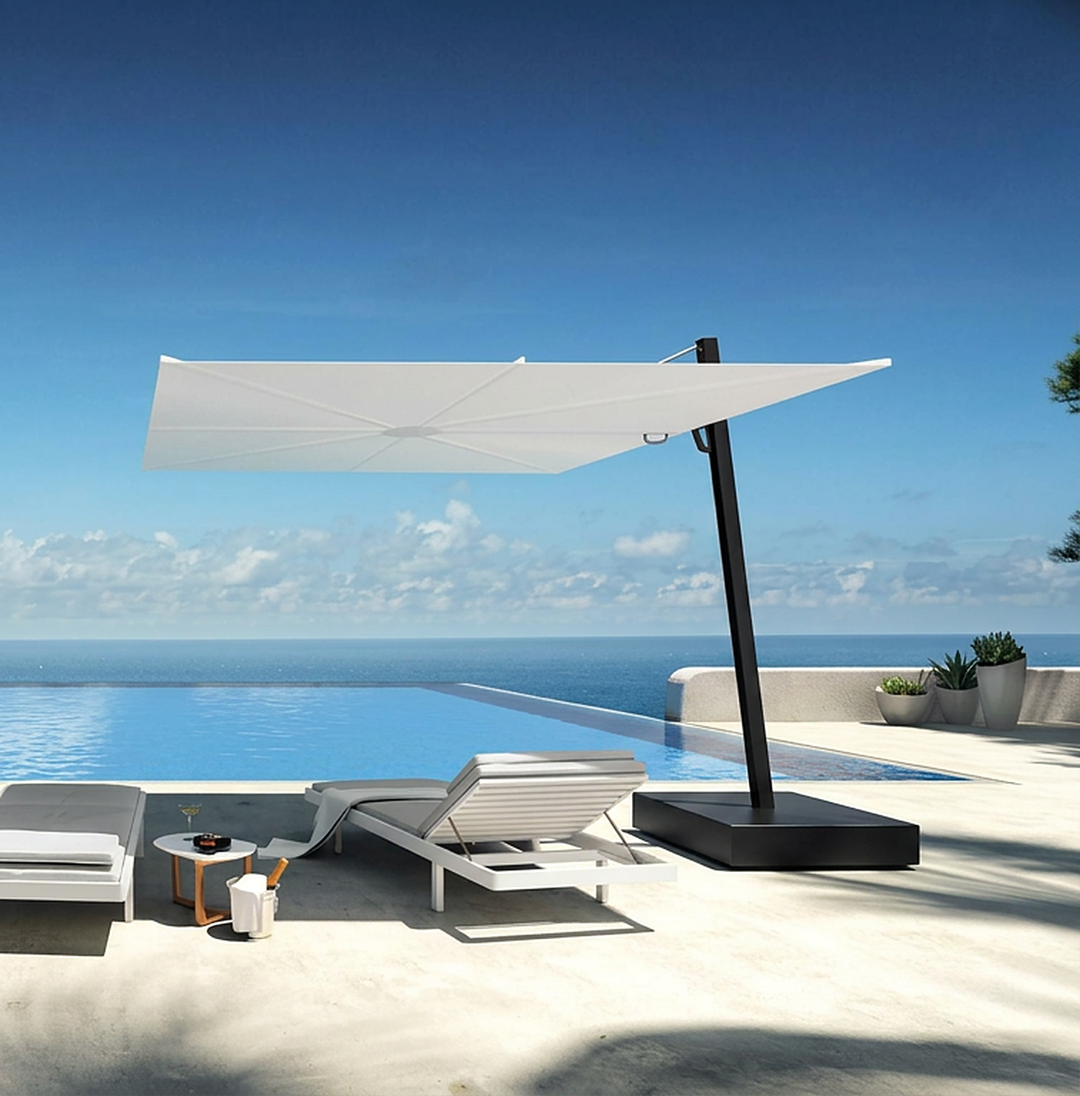 Ombrelone Versa Umbrosa — instalado em área externa com piscina, área gourmet ou varanda extensa