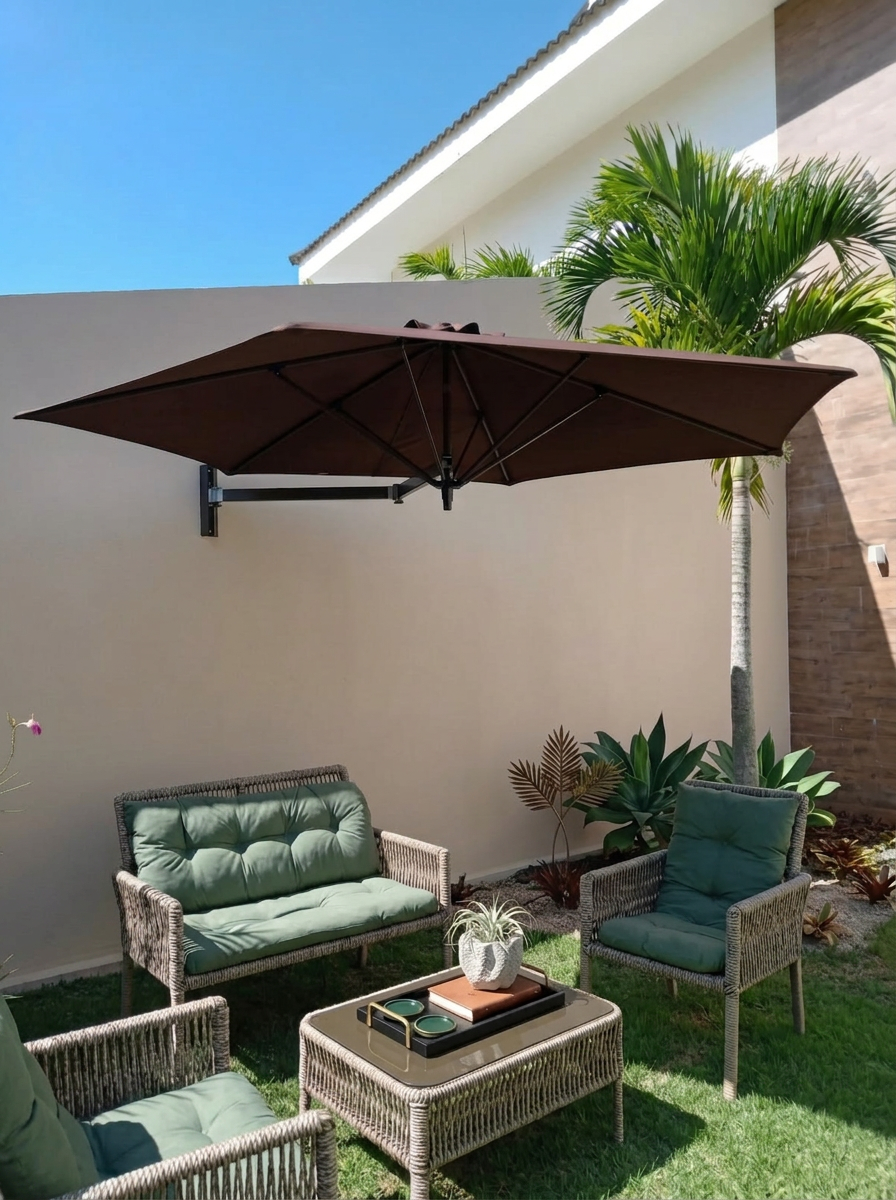 Ombrelone Wallflex Umbrosa — fixado em parede de varanda, corredor ou espaço reduzido